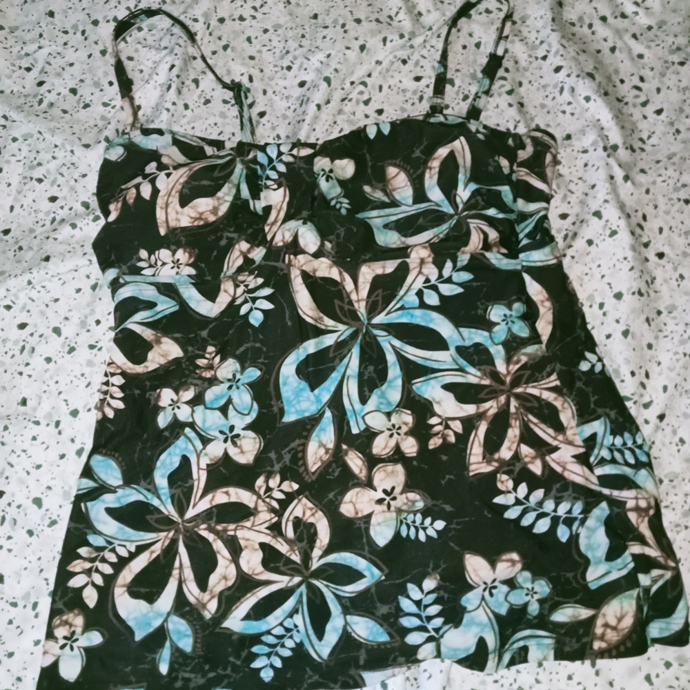 Croft & Barrow Black and Blue Floral Camisole